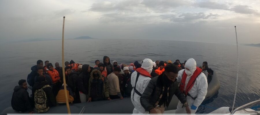 Turkish Coast Guard Command detained 25 immigrants boat including Afghan citizens   at the Aegean Sea