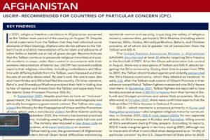 USCIRF Reports on Religious Minorities in Afghanistan Under Taliban Rule
